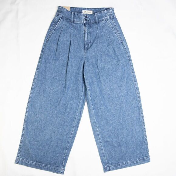 New! Madewell Pleated Wide-Leg Jeans, size 00 - Picture 6 of 16